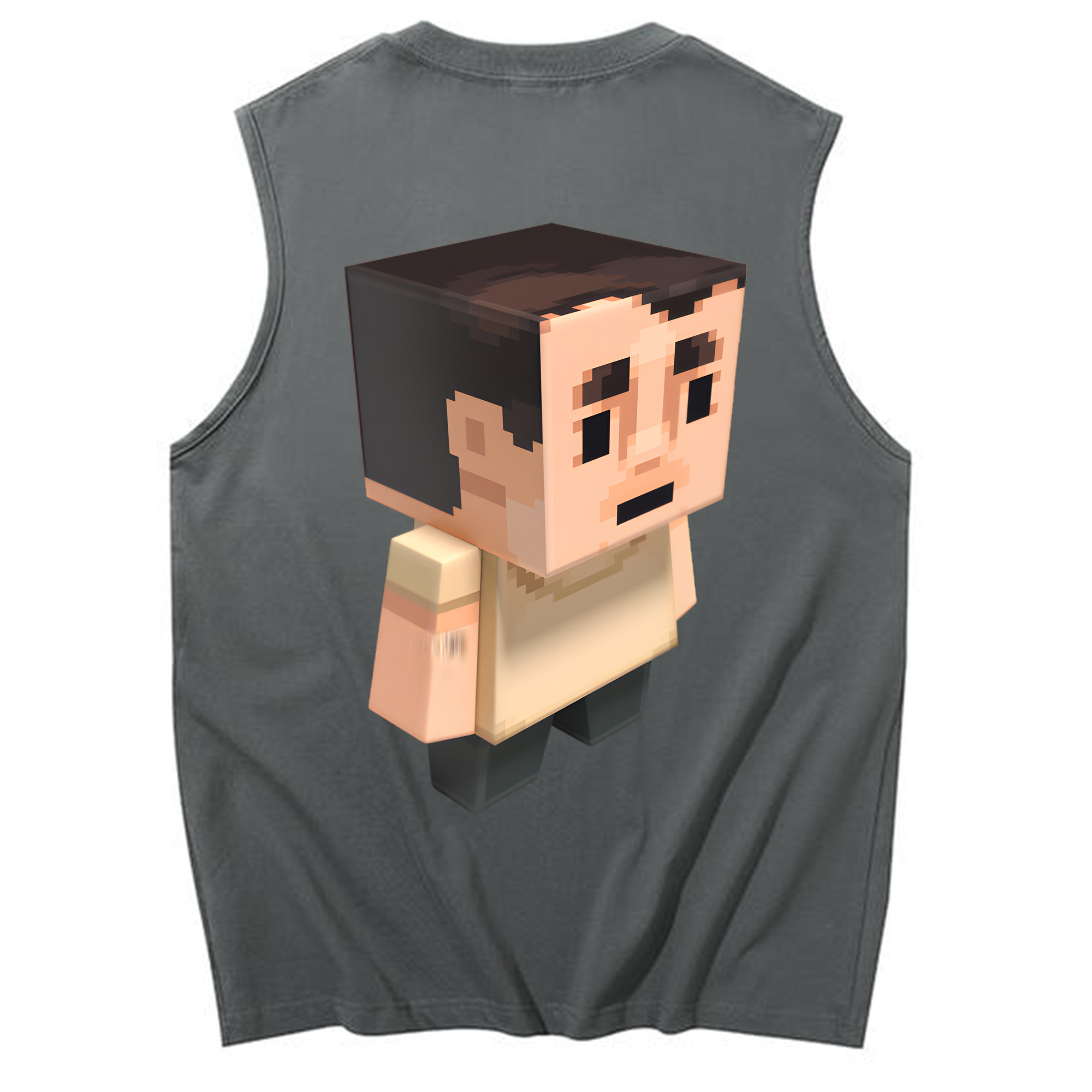 （画像用） マインクラフト ブロックの世界 Minecraft MC Block world コットン100％タンクトップ（背面プリント）